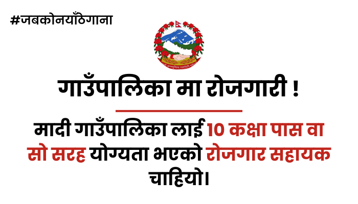Employment Assistant Job Opportunity at Madi rural municipality in Kaski