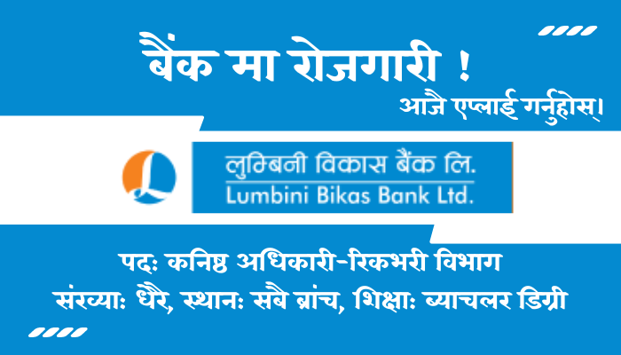 Junior Officer Job Opening in Central Recovery Department at Lumbini Bikas Bank