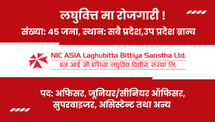 Various Position Jobs in All Branches at NIC Aisa Laghubitta Bittiya Sanstha